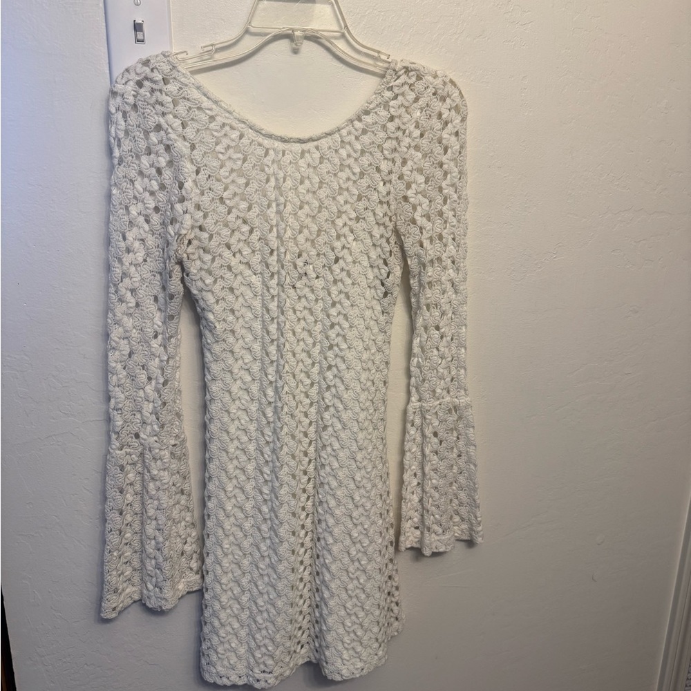 Mimi Chica Cream Textured Long Sleeve Dress